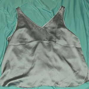 LOFT Gray Satin Top